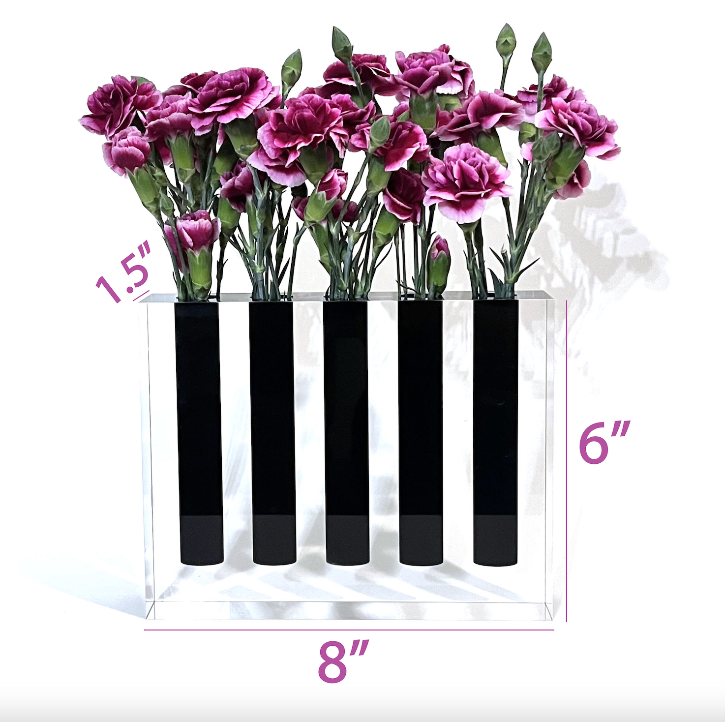 5 hole black acrylic vase